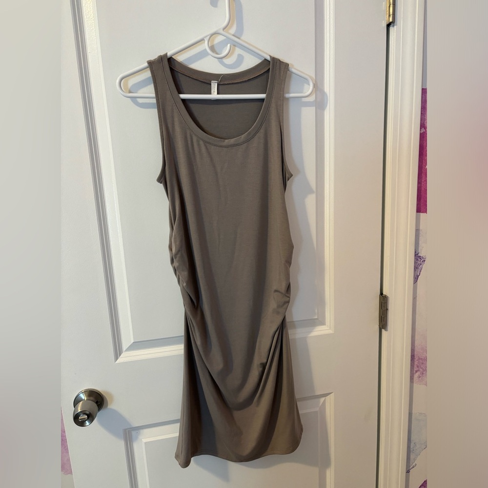Pinkblush Maternity Taupe Sleeveless Ruched Fitted Maternity Dress
